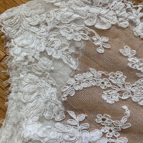 Alencon (French) ivory lace wedding dress bolero (topper) by Paloma Blanca - Picture 7 of 10